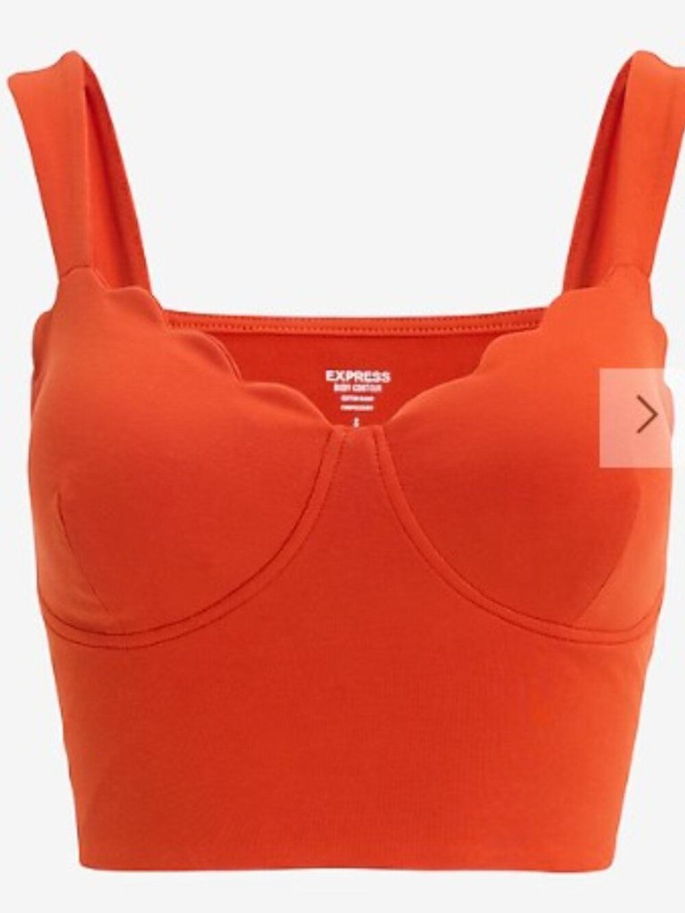 NWT Express Orange Body Contour Stretch Cotton Scalloped Bustier Cropped Tank - Picture 3 of 6